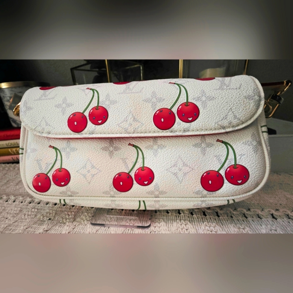 Louis Vuitton White Cherry Print Clutch